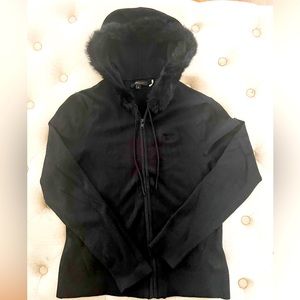 BCBGMaxazria hooded black cardigan